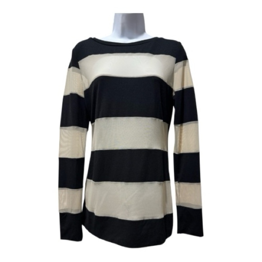 Anatomie Black and Cream Wide-Stripe Long Sleeve Top